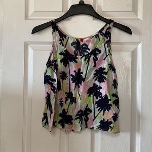 Y2K Neon Hawaiian Palm Tree Print Cropped Tank Top